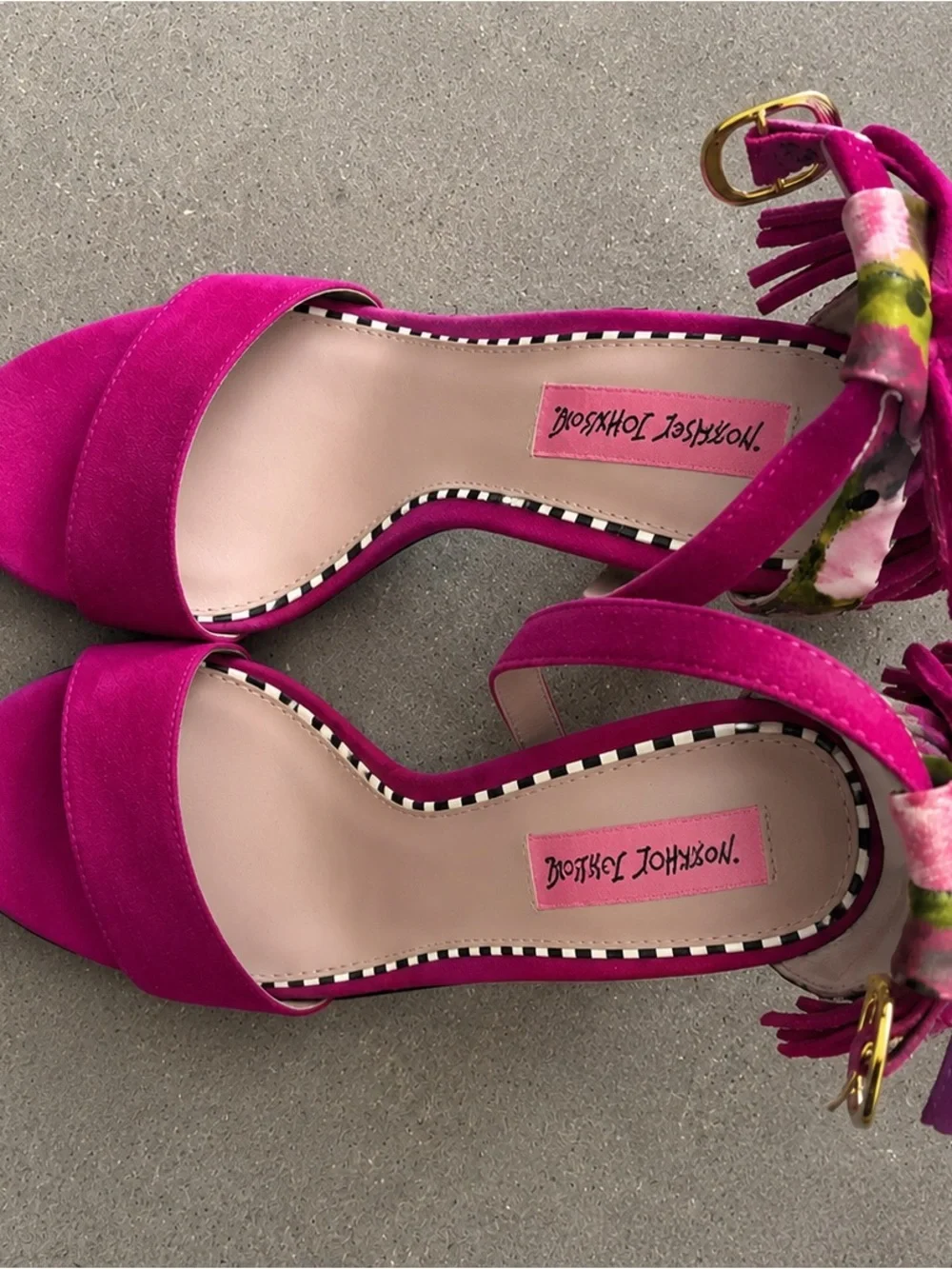 Betsey Johnson Fuchsia Open-Toe Ankle-Tie Heels